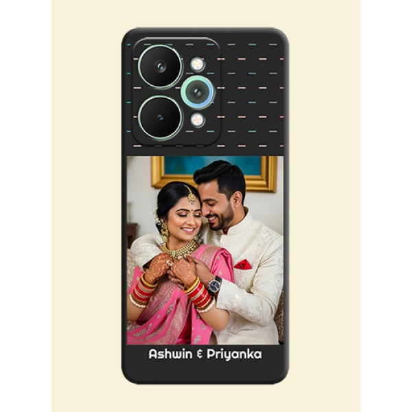 Line Pattern Design with Text On Space Black Custom Soft Matte Mobile Back Cover - Realme 15 5G