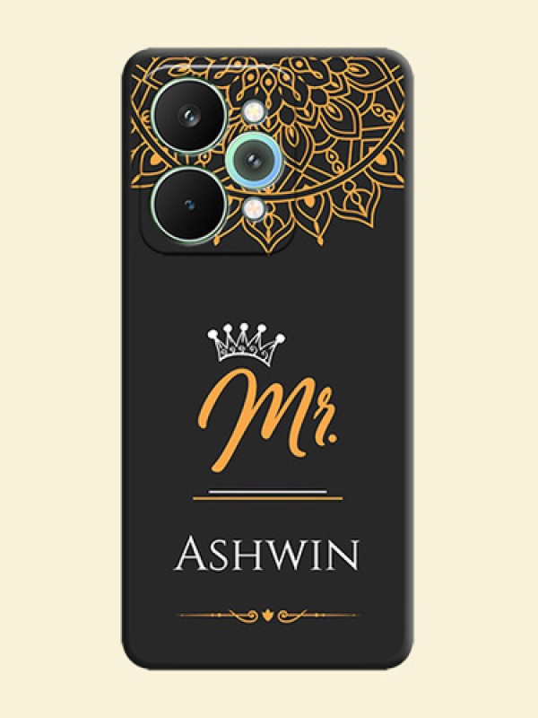 Mr Name with Floral Design On Space Black Custom Soft Matte Mobile Back Cover - Realme 15 5G