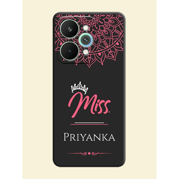 Mrs Name with Floral Design On Space Black Custom Soft Matte Mobile Back Cover - Realme 15 5G Mrs Name with Floral Design On Space Black Custom Soft Matte Mobile Back Cover - Realme 15 5G