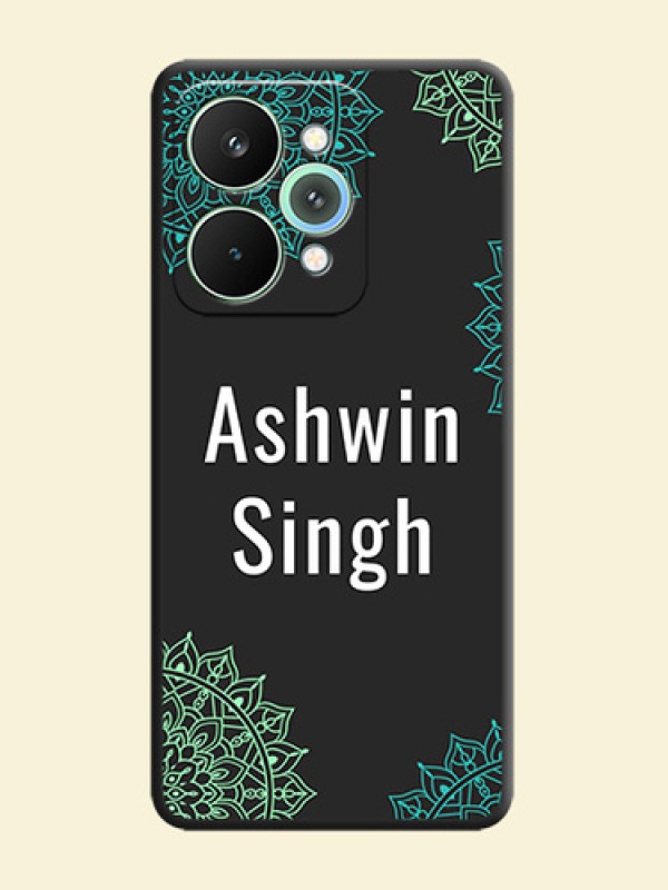 Your Name with Floral Design On Space Black Custom Soft Matte Mobile Back Cover - Realme 15 5G