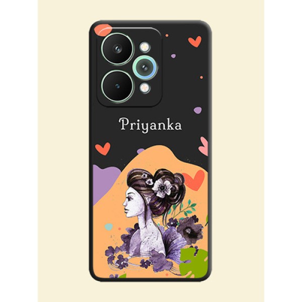 Namecase For Her With Fancy Lady Image On Space Black Custom Soft Matte Mobile Back Cover - Realme 15 5G Namecase For Her With Fancy Lady Image On Space Black Custom Soft Matte Mobile Back Cover - Realme 15 5G