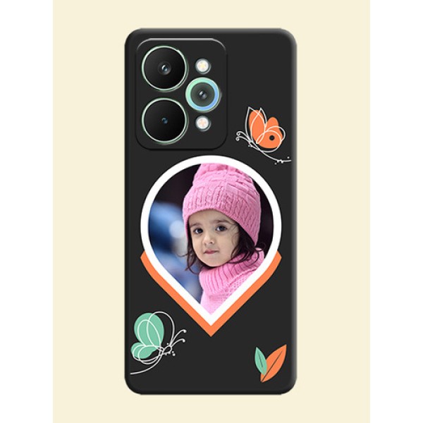 Upload Pic With Simple Butterly Design On Space Black Custom Soft Matte Mobile Back Cover - Realme 15 5G Upload Pic With Simple Butterly Design On Space Black Custom Soft Matte Mobile Back Cover - Realme 15 5G
