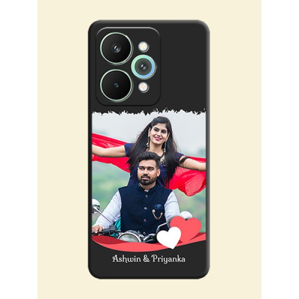 Pin Color Love Shaped Ribbon Design with Text On Space Black Custom Soft Matte Mobile Back Cover - Realme 15 Pro 5G Pin Color Love Shaped Ribbon Design with Text On Space Black Custom Soft Matte Mobile Back Cover - Realme 15 Pro 5G