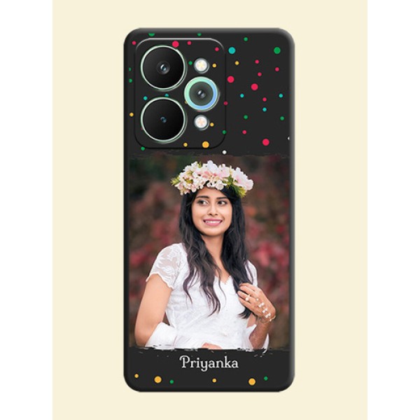 Multicolor Dotted Pattern with Text On Space Black Custom Soft Matte Mobile Back Cover - Realme 15 Pro 5G Multicolor Dotted Pattern with Text On Space Black Custom Soft Matte Mobile Back Cover - Realme 15 Pro 5G