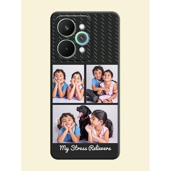 Cross Dotted Pattern with 2 Image Holder On Space Black Custom Soft Matte Mobile Back Cover - Realme 15 Pro 5G Cross Dotted Pattern with 2 Image Holder On Space Black Custom Soft Matte Mobile Back Cover - Realme 15 Pro 5G
