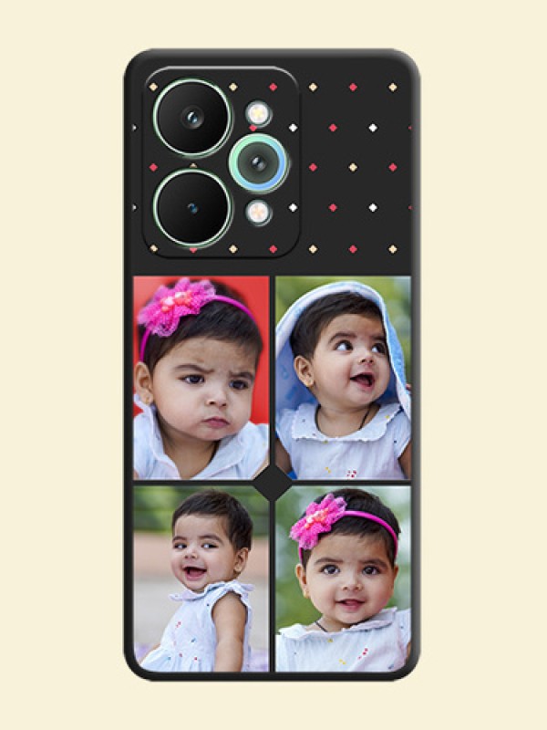 Multicolor Dotted Pattern with 4 Image Holder On Space Black Custom Soft Matte Mobile Back Cover - Realme 15 Pro 5G