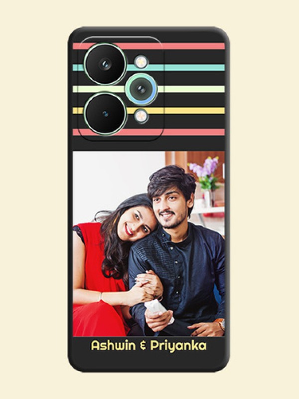Color Stripes with Photo and Text on Photo On Space Black Custom Soft Matte Mobile Back Cover - Realme 15 Pro 5G