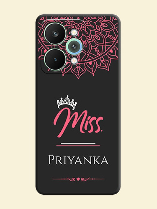 Mrs Name with Floral Design On Space Black Custom Soft Matte Mobile Back Cover - Realme 15 Pro 5G