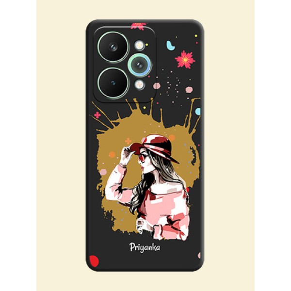 Mordern Lady With Color Splash Background With Custom Text On Space Black Custom Soft Matte Mobile Back Cover - Realme 15 Pro 5G