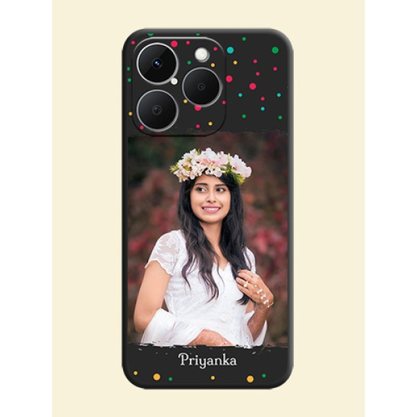 Multicolor Dotted Pattern with Text On Space Black Custom Soft Matte Mobile Back Cover - Realme 15T 5G Multicolor Dotted Pattern with Text On Space Black Custom Soft Matte Mobile Back Cover - Realme 15T 5G