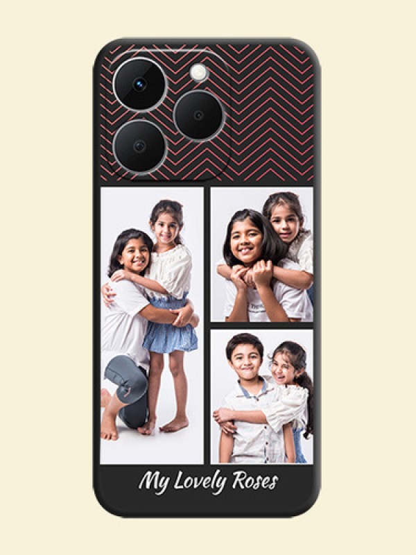 Wave Pattern with 3 Image Holder On Space Black Custom Soft Matte Mobile Back Cover - Realme 15T 5G