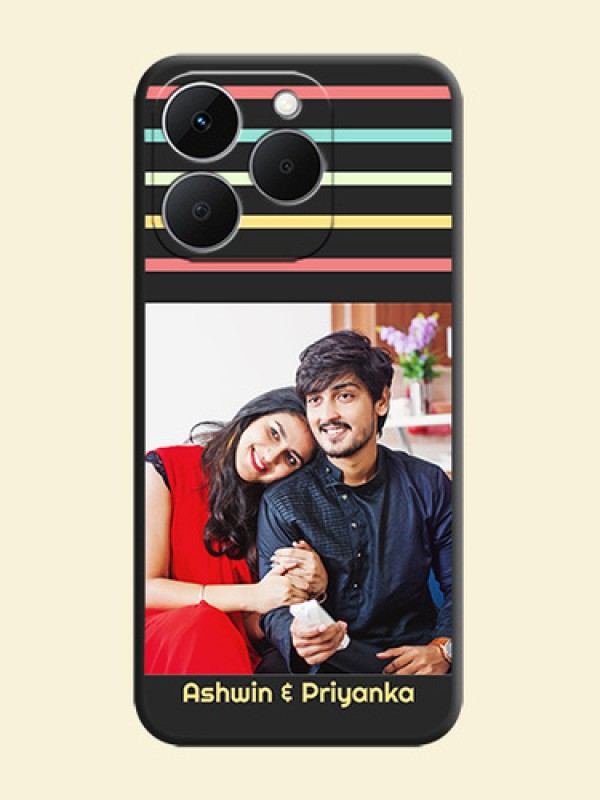 Color Stripes with Photo and Text on Photo On Space Black Custom Soft Matte Mobile Back Cover - Realme 15T 5G