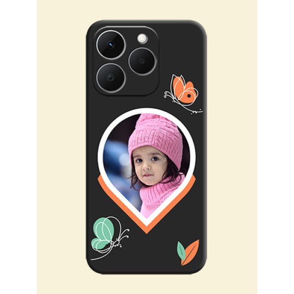 Upload Pic With Simple Butterly Design On Space Black Custom Soft Matte Mobile Back Cover - Realme 15T 5G Upload Pic With Simple Butterly Design On Space Black Custom Soft Matte Mobile Back Cover - Realme 15T 5G