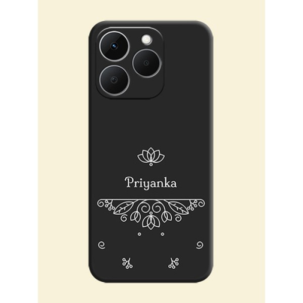 Lotus Garden Custom Text On Space Black Custom Soft Matte Mobile Back Cover - Realme 15T 5G Lotus Garden Custom Text On Space Black Custom Soft Matte Mobile Back Cover - Realme 15T 5G
