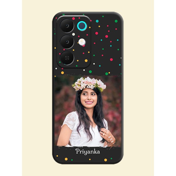Multicolor Dotted Pattern with Text On Space Black Custom Soft Matte Mobile Back Cover - Realme 15X 5G Multicolor Dotted Pattern with Text On Space Black Custom Soft Matte Mobile Back Cover - Realme 15X 5G