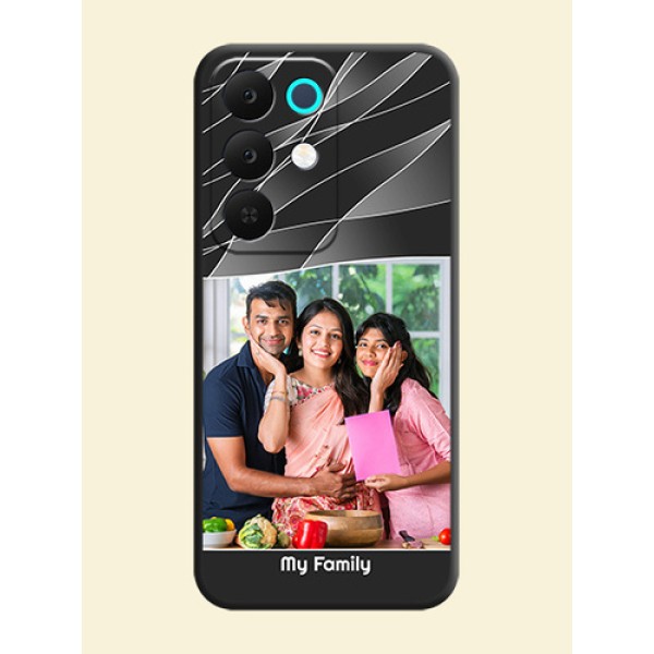 Mixed Wave Lines on Photo On Space Black Custom Soft Matte Mobile Back Cover - Realme 15X 5G Mixed Wave Lines on Photo On Space Black Custom Soft Matte Mobile Back Cover - Realme 15X 5G