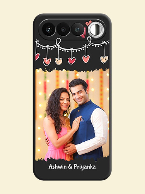 Pink Love Hangings with Name On Space Black Custom Soft Matte Mobile Back Cover - Realme 16 5G