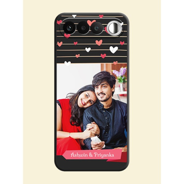 Love Pattern with Name on Pink Ribbon on Photo On Space Black Custom Soft Matte Mobile Back Cover - Realme 16 5G Love Pattern with Name on Pink Ribbon on Photo On Space Black Custom Soft Matte Mobile Back Cover - Realme 16 5G