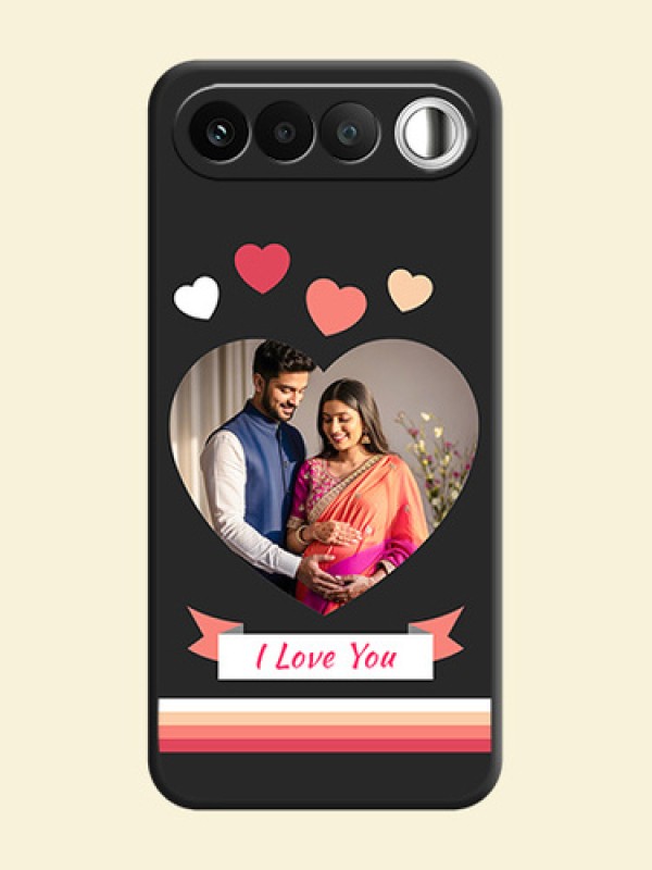 Love Shaped Photo with Colorful Stripes On Space Black Custom Soft Matte Mobile Back Cover - Realme 16 5G