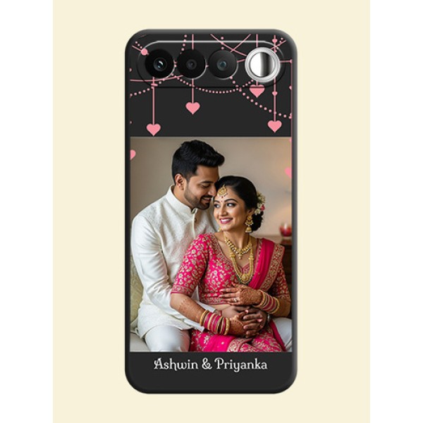 Pink Love Hangings with Text On Space Black Custom Soft Matte Mobile Back Cover - Realme 16 5G