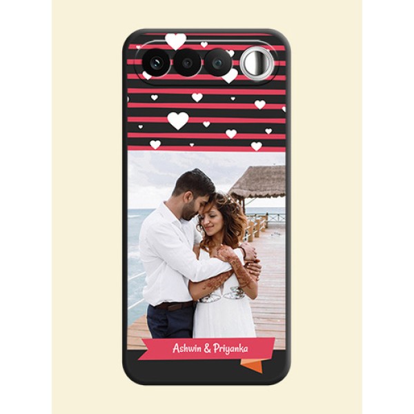 White Color Love Symbols with Pink Lines Pattern On Space Black Custom Soft Matte Mobile Back Cover - Realme 16 5G White Color Love Symbols with Pink Lines Pattern On Space Black Custom Soft Matte Mobile Back Cover - Realme 16 5G