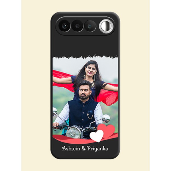 Pin Color Love Shaped Ribbon Design with Text On Space Black Custom Soft Matte Mobile Back Cover - Realme 16 5G Pin Color Love Shaped Ribbon Design with Text On Space Black Custom Soft Matte Mobile Back Cover - Realme 16 5G