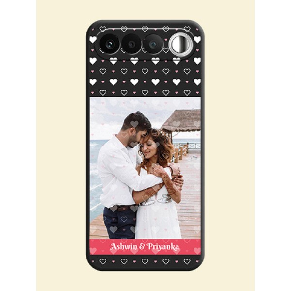 White Color Love Symbols with Text Design on Photo On Space Black Custom Soft Matte Mobile Back Cover - Realme 16 5G White Color Love Symbols with Text Design on Photo On Space Black Custom Soft Matte Mobile Back Cover - Realme 16 5G