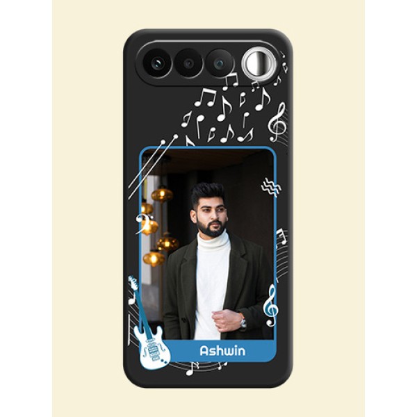 Musical Theme Design with Text on Photo On Space Black Custom Soft Matte Mobile Back Cover - Realme 16 5G Musical Theme Design with Text on Photo On Space Black Custom Soft Matte Mobile Back Cover - Realme 16 5G