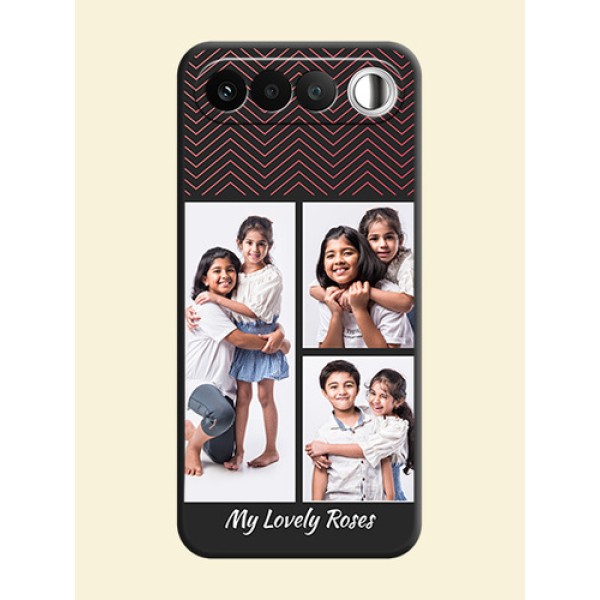 Wave Pattern with 3 Image Holder On Space Black Custom Soft Matte Mobile Back Cover - Realme 16 5G
