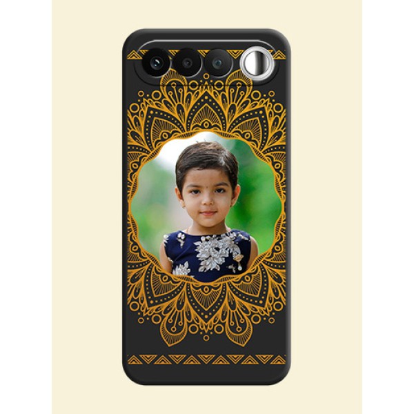 Round Image with Floral Design On Space Black Custom Soft Matte Mobile Back Cover - Realme 16 5G Round Image with Floral Design On Space Black Custom Soft Matte Mobile Back Cover - Realme 16 5G