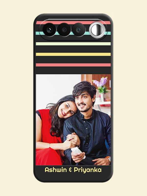 Color Stripes with Photo and Text on Photo On Space Black Custom Soft Matte Mobile Back Cover - Realme 16 5G