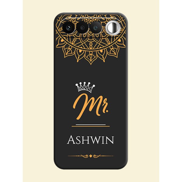 Mr Name with Floral Design On Space Black Custom Soft Matte Mobile Back Cover - Realme 16 5G Mr Name with Floral Design On Space Black Custom Soft Matte Mobile Back Cover - Realme 16 5G