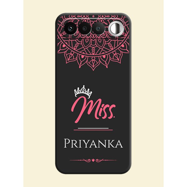 Mrs Name with Floral Design On Space Black Custom Soft Matte Mobile Back Cover - Realme 16 5G Mrs Name with Floral Design On Space Black Custom Soft Matte Mobile Back Cover - Realme 16 5G