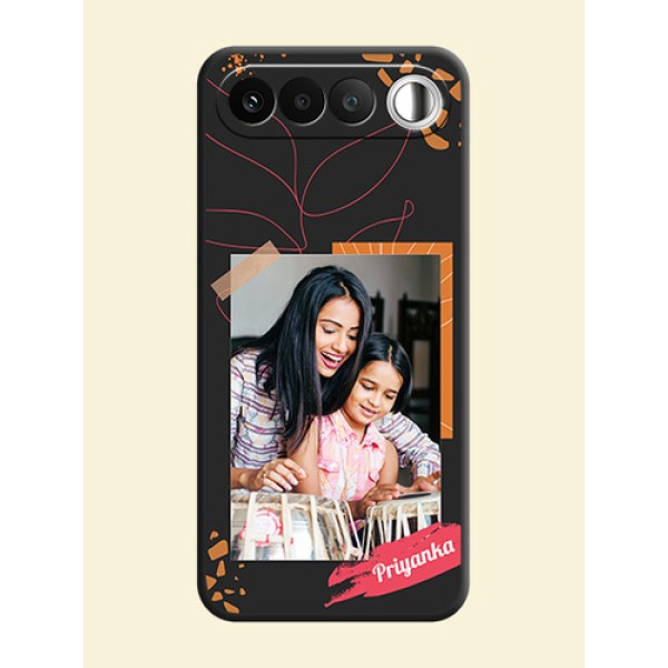 Orange Photo Frame On Space Black Custom Soft Matte Mobile Back Cover - Realme 16 5G Orange Photo Frame On Space Black Custom Soft Matte Mobile Back Cover - Realme 16 5G