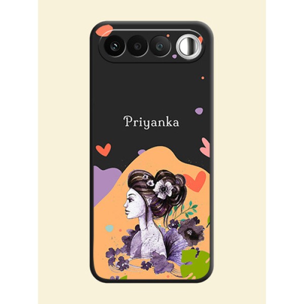 Namecase For Her With Fancy Lady Image On Space Black Custom Soft Matte Mobile Back Cover - Realme 16 5G Namecase For Her With Fancy Lady Image On Space Black Custom Soft Matte Mobile Back Cover - Realme 16 5G