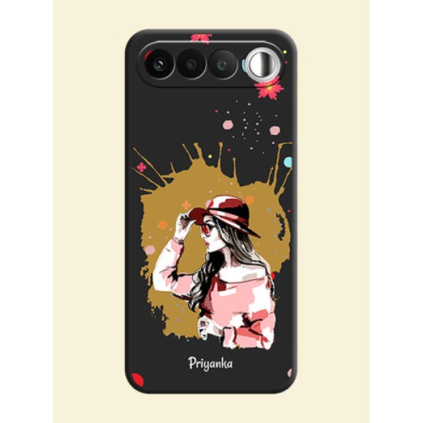 Mordern Lady With Color Splash Background With Custom Text On Space Black Custom Soft Matte Mobile Back Cover - Realme 16 5G