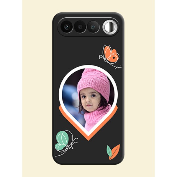Upload Pic With Simple Butterly Design On Space Black Custom Soft Matte Mobile Back Cover - Realme 16 5G Upload Pic With Simple Butterly Design On Space Black Custom Soft Matte Mobile Back Cover - Realme 16 5G