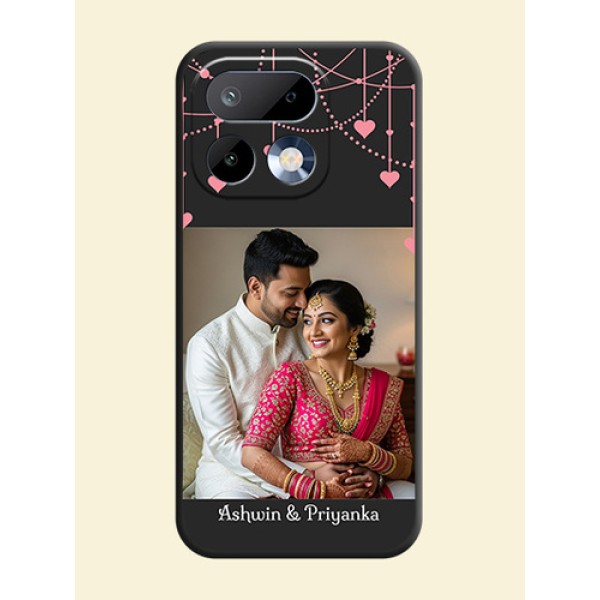 Pink Love Hangings with Text On Space Black Custom Soft Matte Mobile Back Cover - Realme 16 Pro 5G