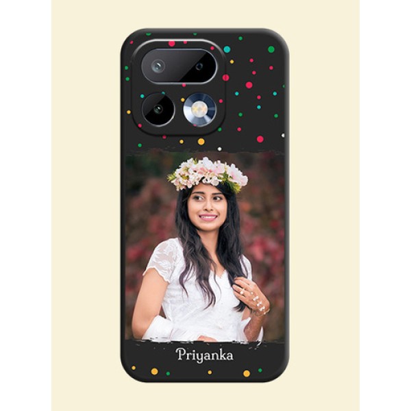 Multicolor Dotted Pattern with Text On Space Black Custom Soft Matte Mobile Back Cover - Realme 16 Pro 5G Multicolor Dotted Pattern with Text On Space Black Custom Soft Matte Mobile Back Cover - Realme 16 Pro 5G