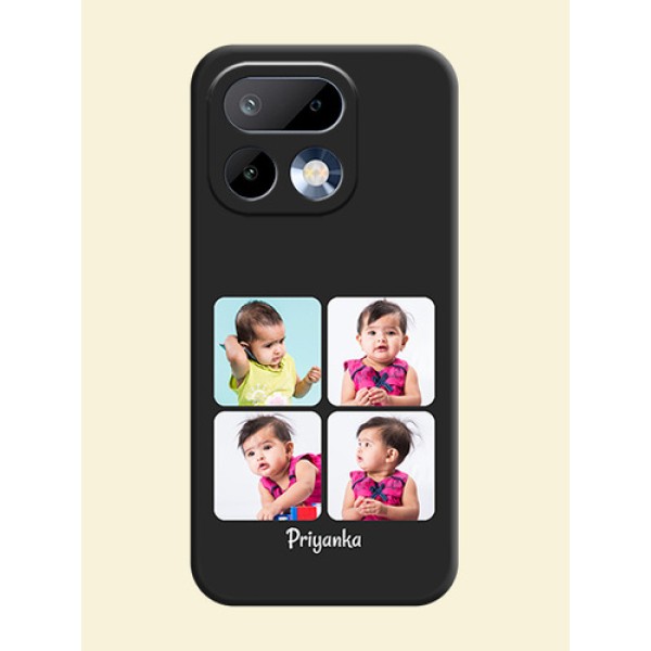 Floral Art with 6 Image Holder on Photo On Space Black Custom Soft Matte Mobile Back Cover - Realme 16 Pro 5G Floral Art with 6 Image Holder on Photo On Space Black Custom Soft Matte Mobile Back Cover - Realme 16 Pro 5G