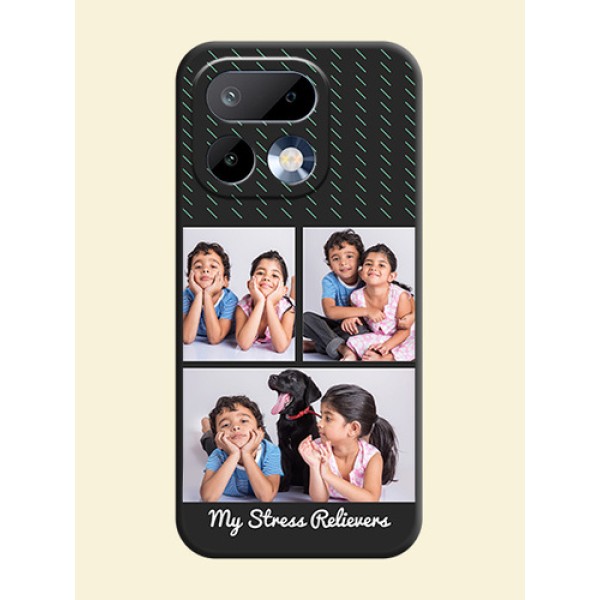 Cross Dotted Pattern with 2 Image Holder On Space Black Custom Soft Matte Mobile Back Cover - Realme 16 Pro 5G Cross Dotted Pattern with 2 Image Holder On Space Black Custom Soft Matte Mobile Back Cover - Realme 16 Pro 5G