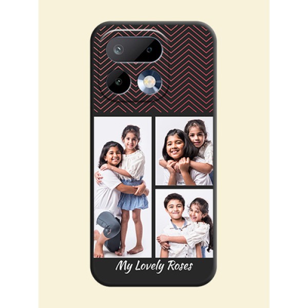 Wave Pattern with 3 Image Holder On Space Black Custom Soft Matte Mobile Back Cover - Realme 16 Pro 5G