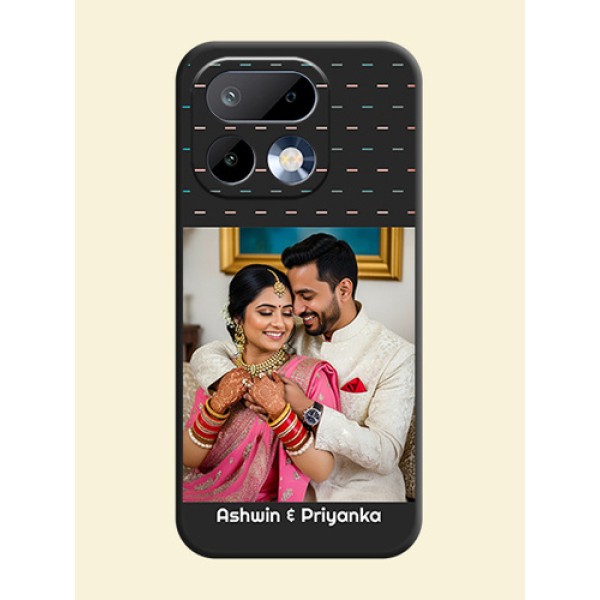 Line Pattern Design with Text On Space Black Custom Soft Matte Mobile Back Cover - Realme 16 Pro 5G