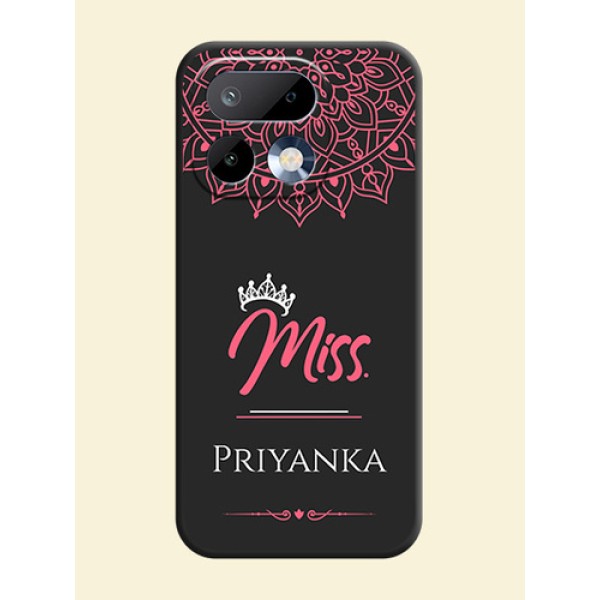 Mrs Name with Floral Design On Space Black Custom Soft Matte Mobile Back Cover - Realme 16 Pro 5G Mrs Name with Floral Design On Space Black Custom Soft Matte Mobile Back Cover - Realme 16 Pro 5G