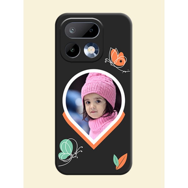 Upload Pic With Simple Butterly Design On Space Black Custom Soft Matte Mobile Back Cover - Realme 16 Pro 5G Upload Pic With Simple Butterly Design On Space Black Custom Soft Matte Mobile Back Cover - Realme 16 Pro 5G