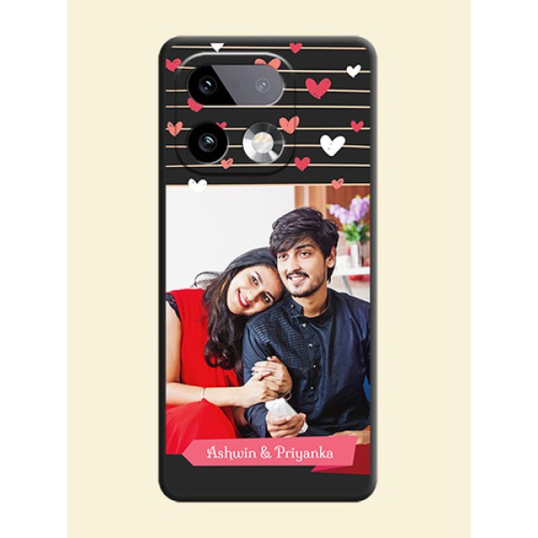 Love Pattern with Name on Pink Ribbon on Photo On Space Black Custom Soft Matte Mobile Back Cover - Realme 16 Pro Plus 5G Love Pattern with Name on Pink Ribbon on Photo On Space Black Custom Soft Matte Mobile Back Cover - Realme 16 Pro Plus 5G