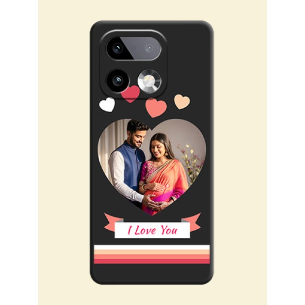 Love Shaped Photo with Colorful Stripes On Space Black Custom Soft Matte Mobile Back Cover - Realme 16 Pro Plus 5G Love Shaped Photo with Colorful Stripes On Space Black Custom Soft Matte Mobile Back Cover - Realme 16 Pro Plus 5G