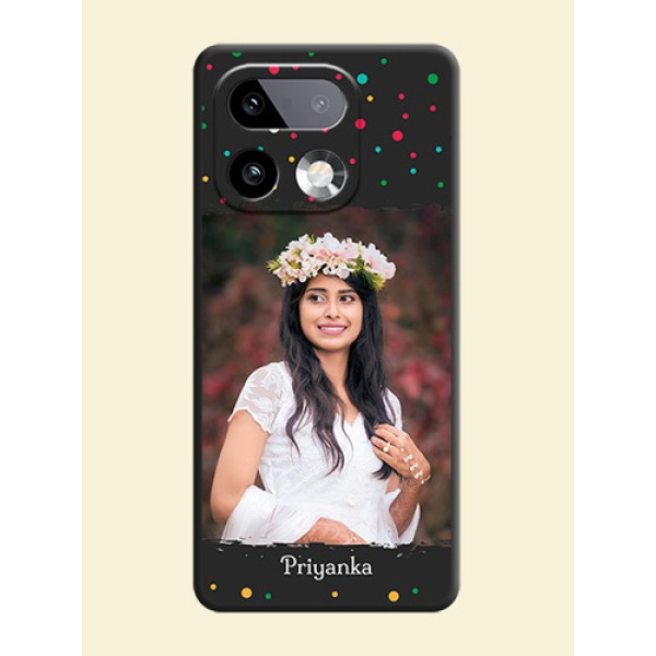 Multicolor Dotted Pattern with Text On Space Black Custom Soft Matte Mobile Back Cover - Realme 16 Pro Plus 5G Multicolor Dotted Pattern with Text On Space Black Custom Soft Matte Mobile Back Cover - Realme 16 Pro Plus 5G