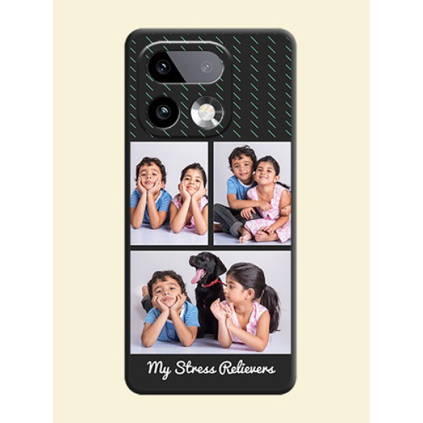 Cross Dotted Pattern with 2 Image Holder On Space Black Custom Soft Matte Mobile Back Cover - Realme 16 Pro Plus 5G Cross Dotted Pattern with 2 Image Holder On Space Black Custom Soft Matte Mobile Back Cover - Realme 16 Pro Plus 5G