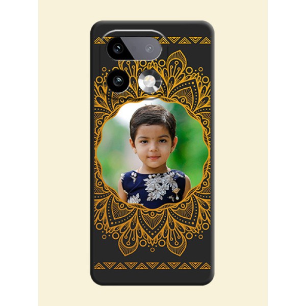Round Image with Floral Design On Space Black Custom Soft Matte Mobile Back Cover - Realme 16 Pro Plus 5G Round Image with Floral Design On Space Black Custom Soft Matte Mobile Back Cover - Realme 16 Pro Plus 5G